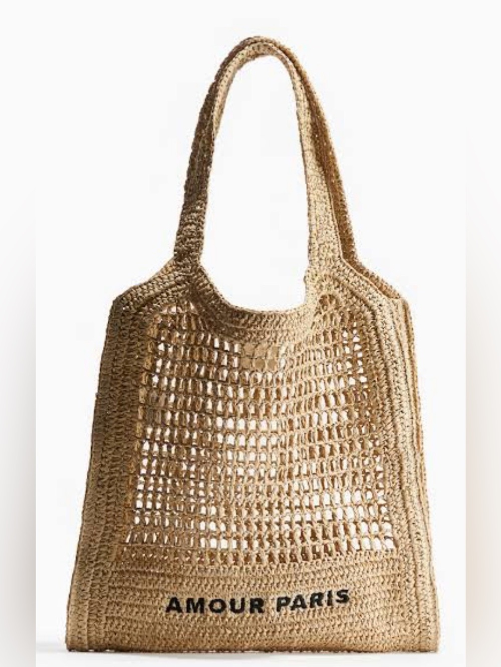 H&M Natural Crochet AMOUR PARIS Tote Bag